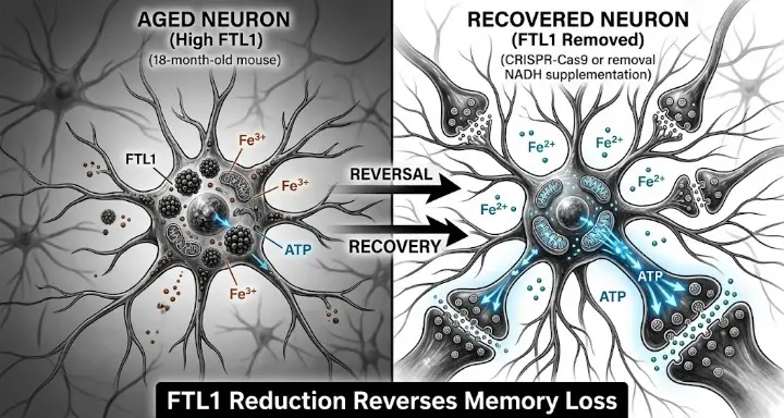 New research found that a protein called FTL1 is the primary driver of brain aging and discovered that removing it actually reverses memory loss