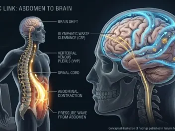 Scientists discovered that your abdomen and your brain are connected by a hydraulic pump and it cleans your brain every time you move