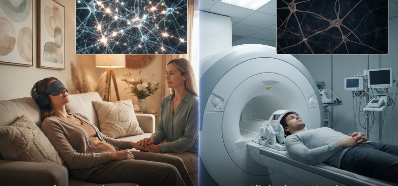 Scientists gave people psilocybin in two different rooms and scanned their brains a week later. The rooms produced measurably different brains