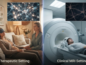 Scientists gave people psilocybin in two different rooms and scanned their brains a week later. The rooms produced measurably different brains