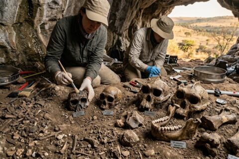A study of 18 fossils from a South African cave found that Homo erectus, likely our direct ancestor, lived there 2 million years ago. At that site, it was outnumbered 10 to 1 by another human species.